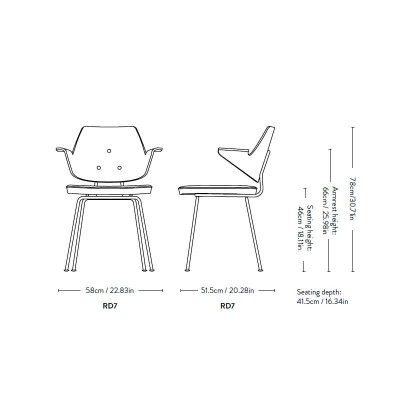 Silla RFH Armchair RD7 &Tradition medidas Silla RFH Armchair RD7 &Tradition medidas