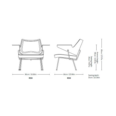 Sillón RFH RD8 &Tradition medidas Sillón RFH RD8 &Tradition medidas