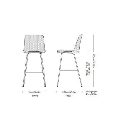 &tradition, Chaise de bar Rely HW94 et HW99 &tradition, Chaise de bar Rely HW94 et HW99