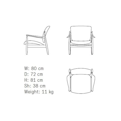 Medidas France Chair de Finn Juhl en Moises Showroom Medidas France Chair de Finn Juhl en Moises Showroom