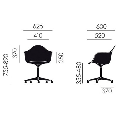 Cadeira lateral de plástico Eames PACC Cadeira lateral de plástico Eames PACC