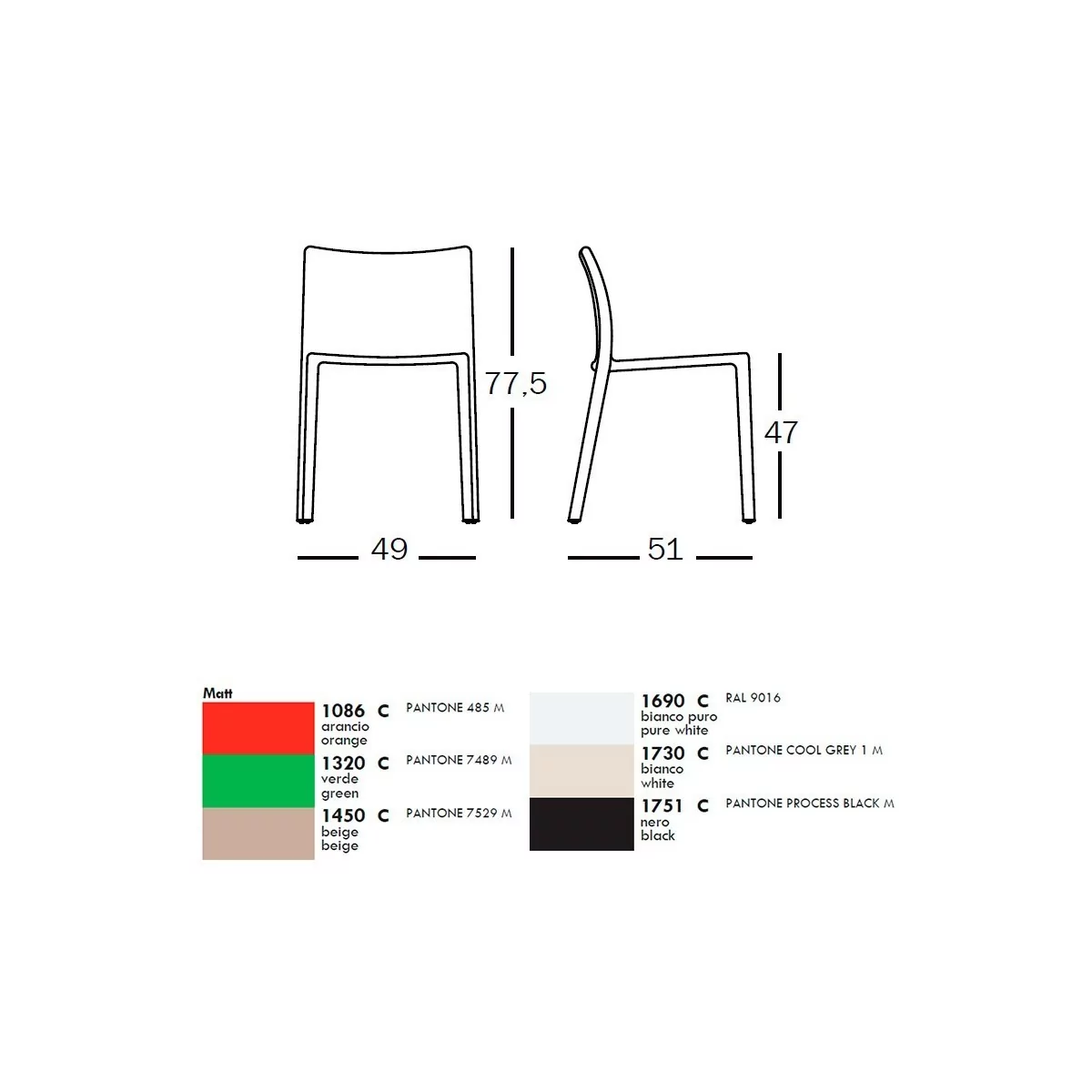 dimensiones y colores Silla Air Magis