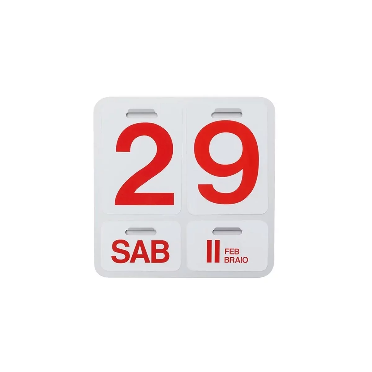Calendario Formosa blanco números rojos Danese Milano