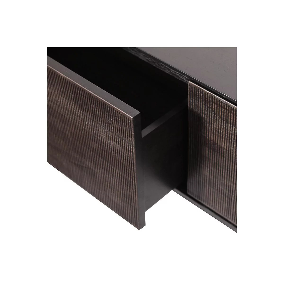 detalle cajón mueble de TV Grooves teca Ethnicraft