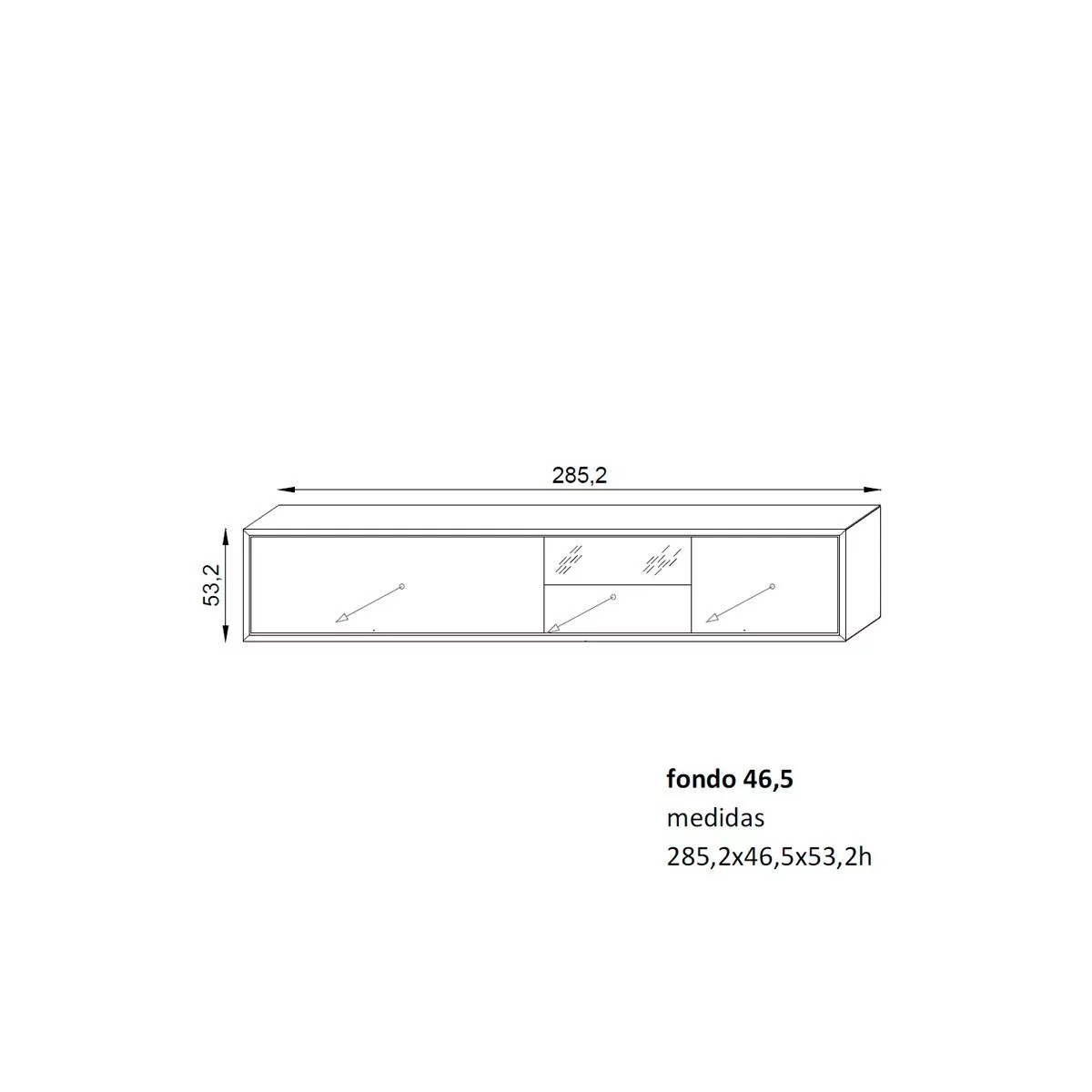 Medida mueble Tv odeon de Arlex